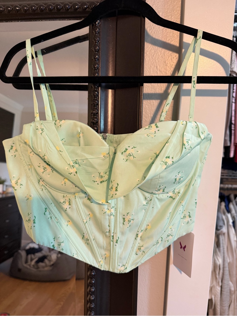 Cropped floral corset top